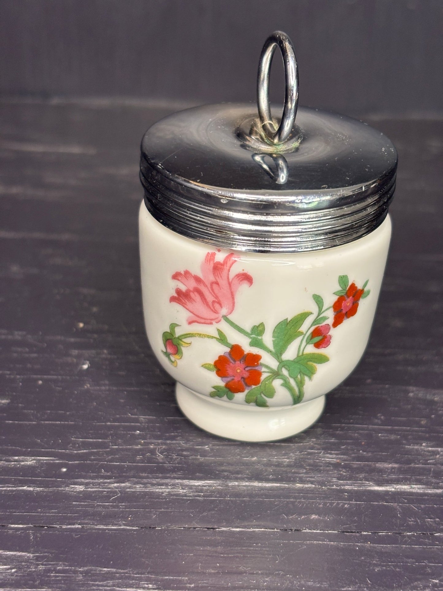 Royal Worcester England Pink and Red Rose Porcelain Egg Coddler
