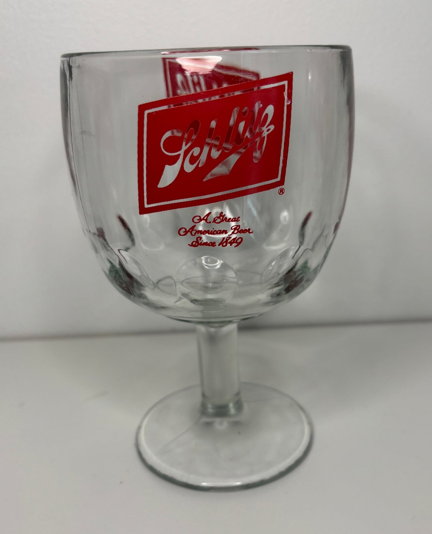 Schlitz Beer Stemmed Goblet Beer Glass