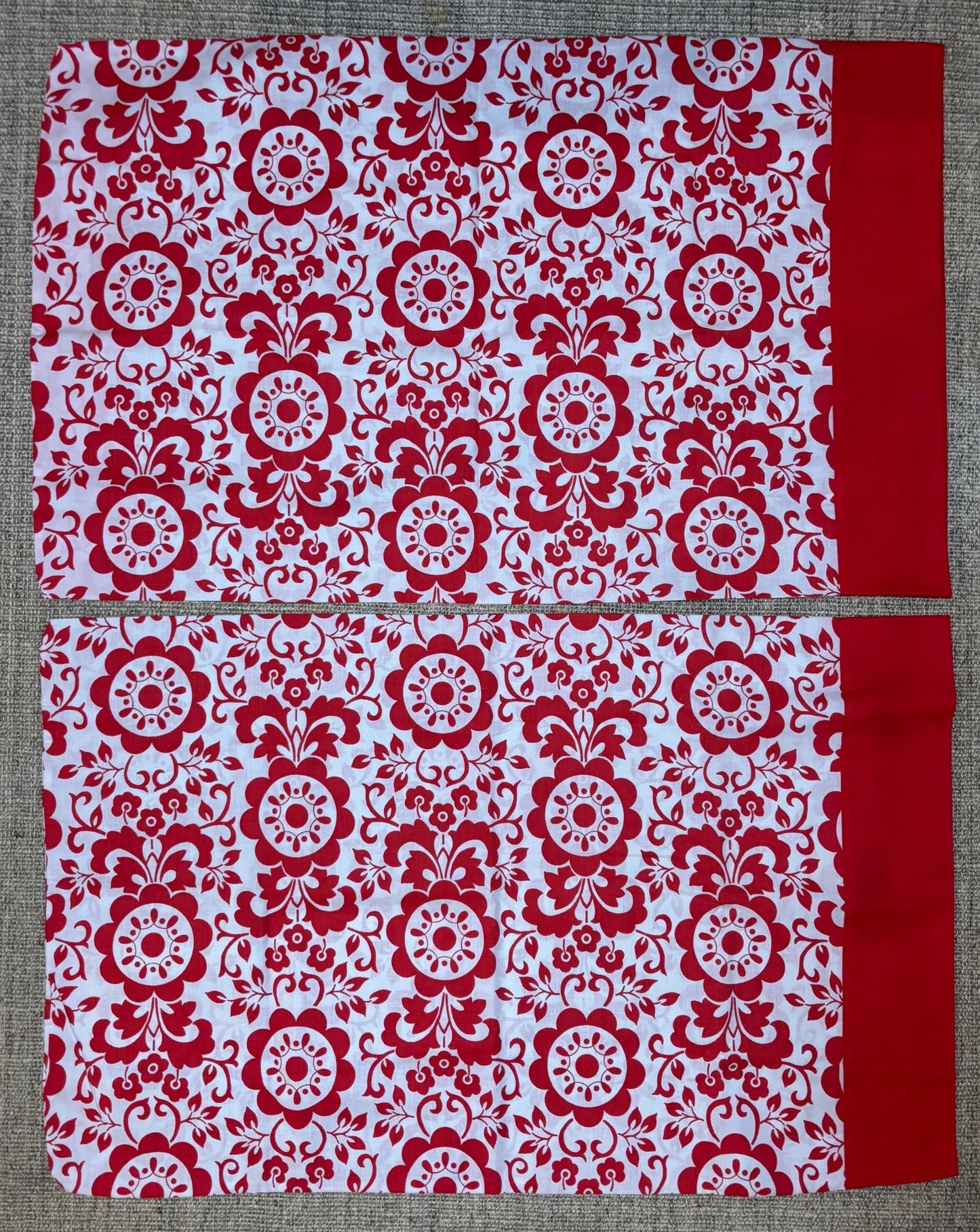 Sears Canada Red Paisley Vintage Queen Size Pillowcases