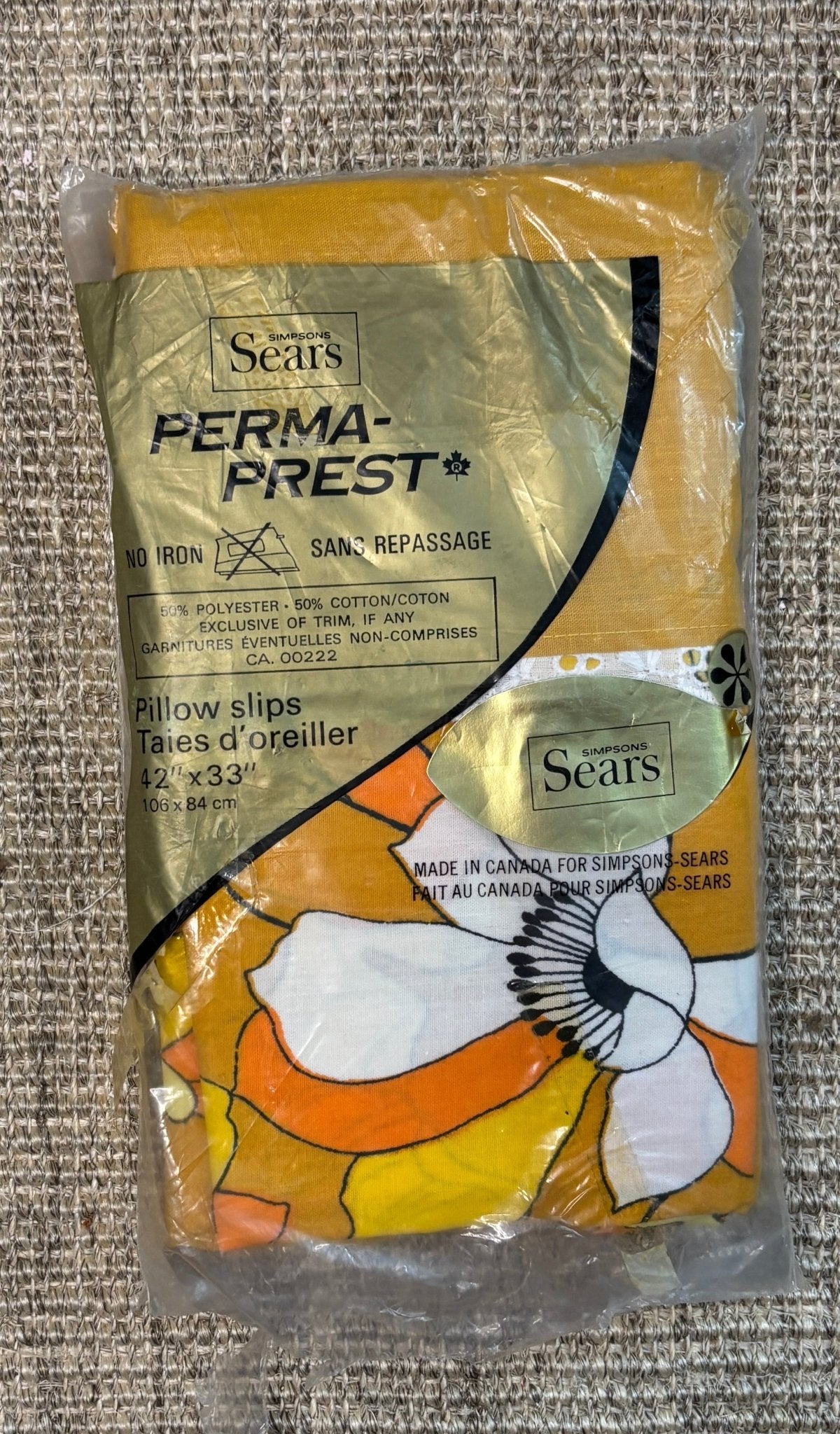Simpsons Sears Canada Vintage Orange Floral Queen Pillowcases