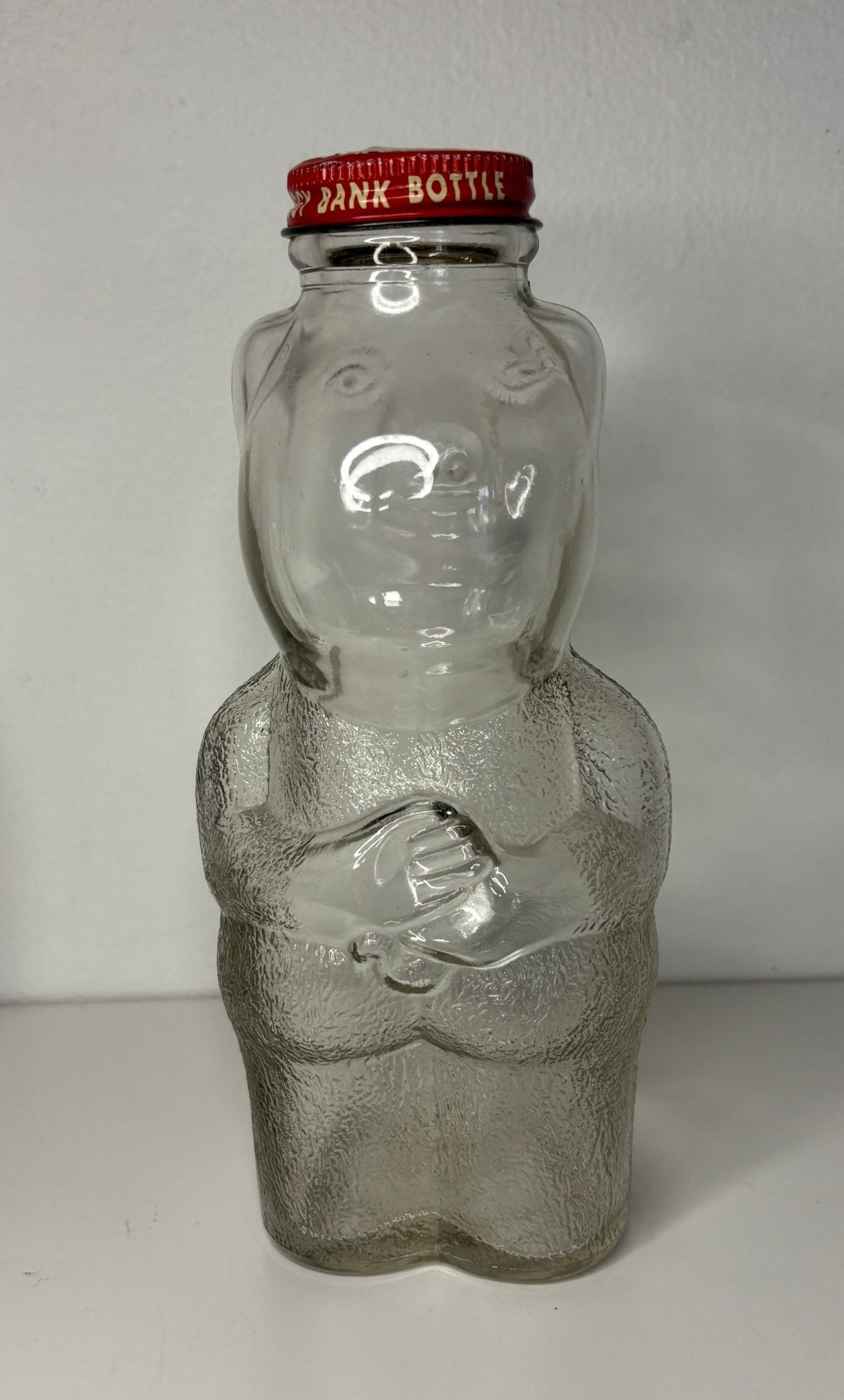 Snow Crest Glass Bear Vintage Piggy Bank