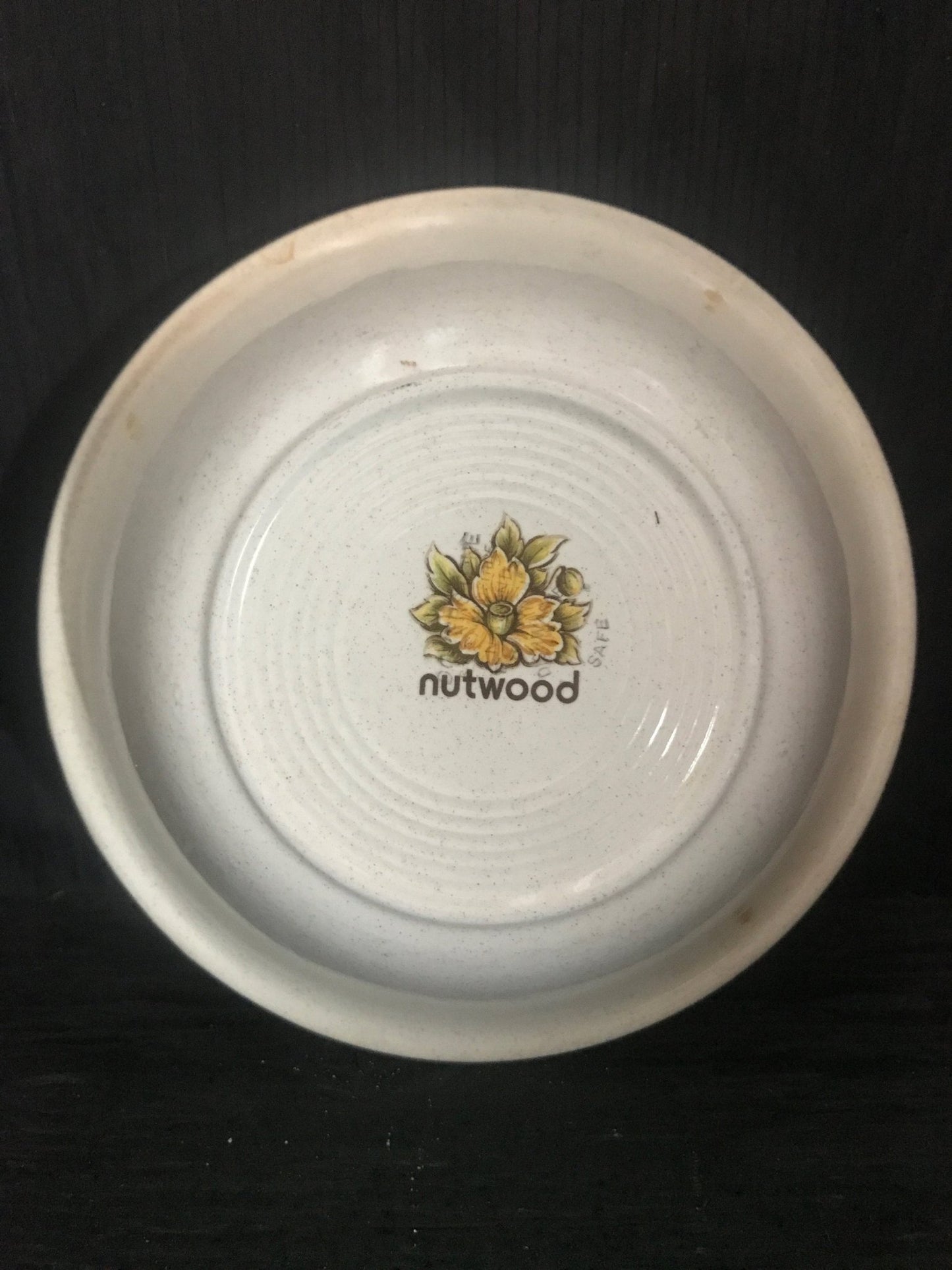 Staffordshire Nutwood Soup Bowl with brown flower pattern