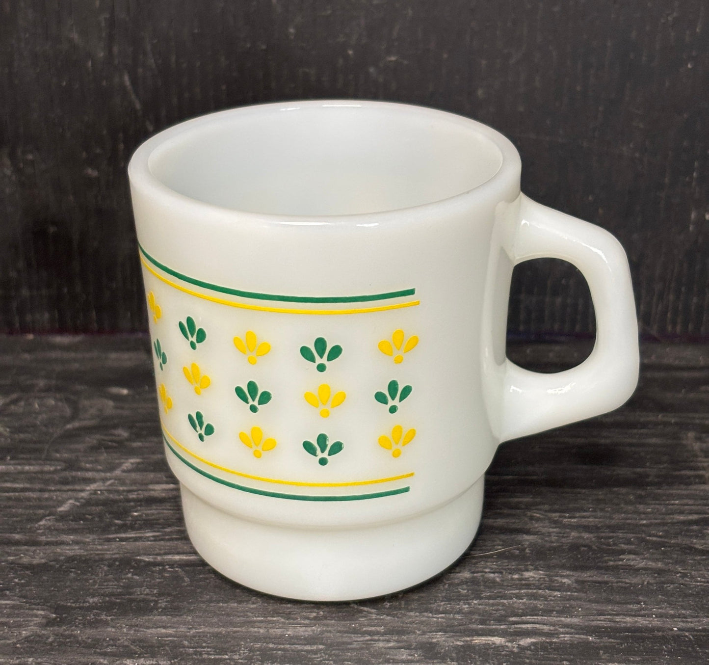 Termocrisa Green and Yellow Vintage Milk Glass