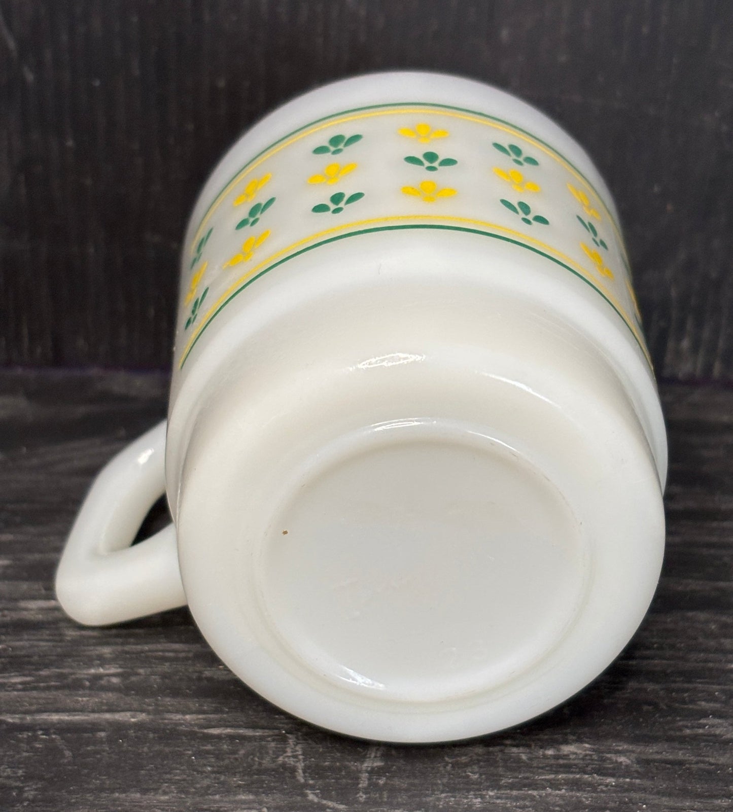 Termocrisa Green and Yellow Vintage Milk Glass