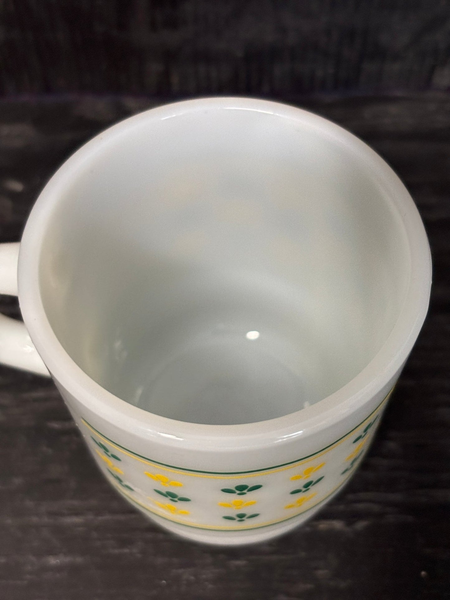 Green and Yellow Vintage Milk Glass
