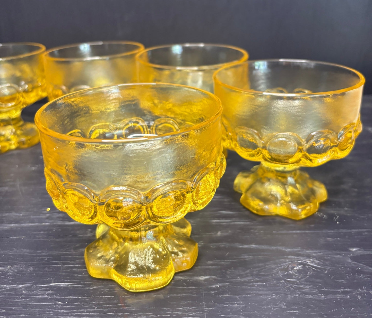 Set of yellow glass goblets
