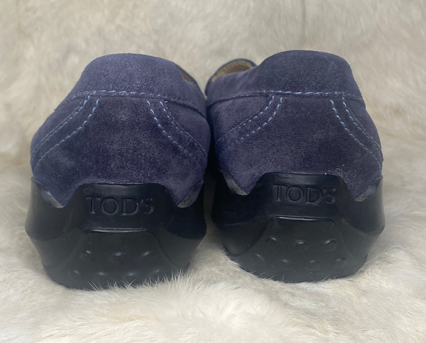 Tods Pantofola City Gommino Women’s Blue Suede Loafers