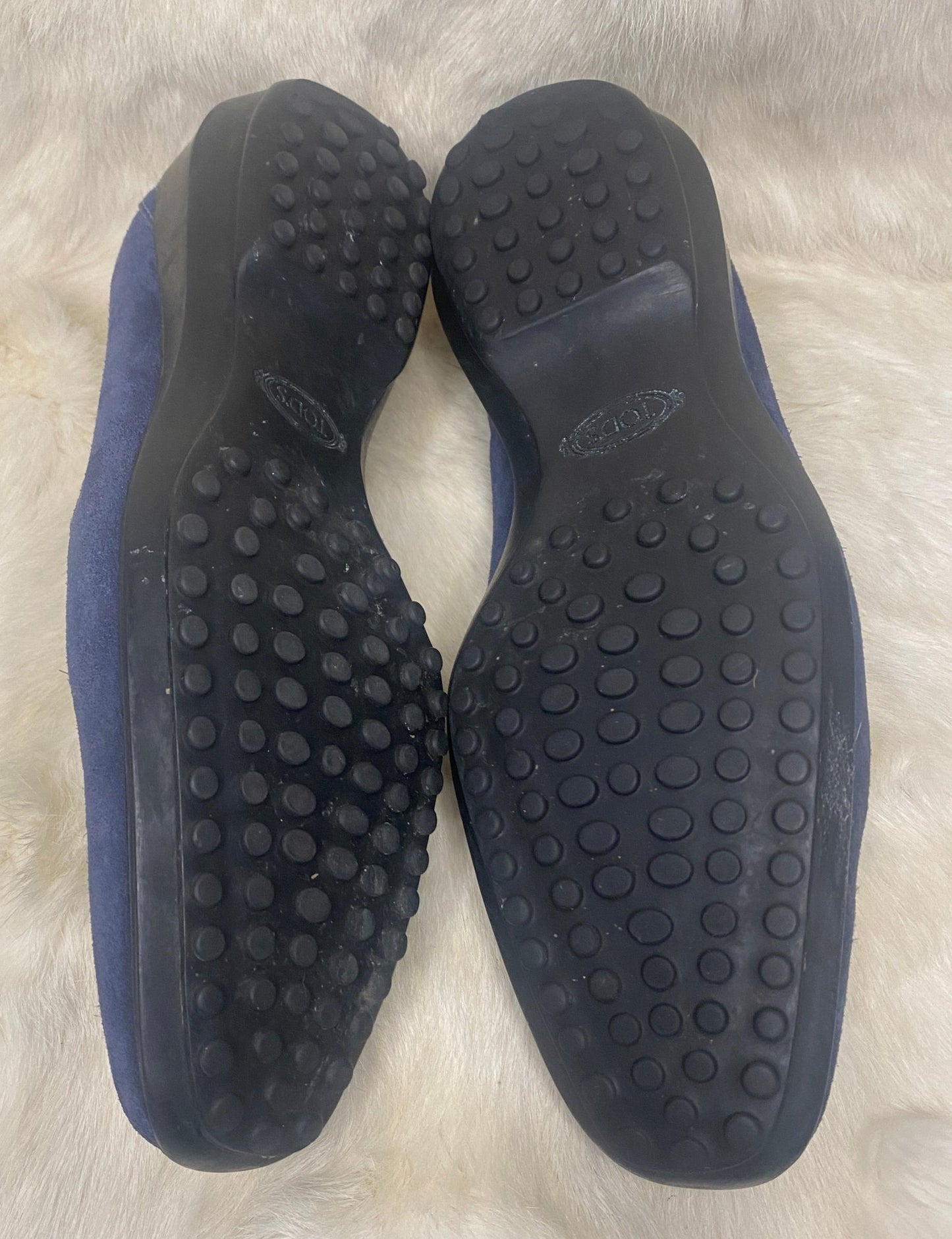 Tods Pantofola City Gommino Women’s Blue Suede Loafers 7 - 1/2