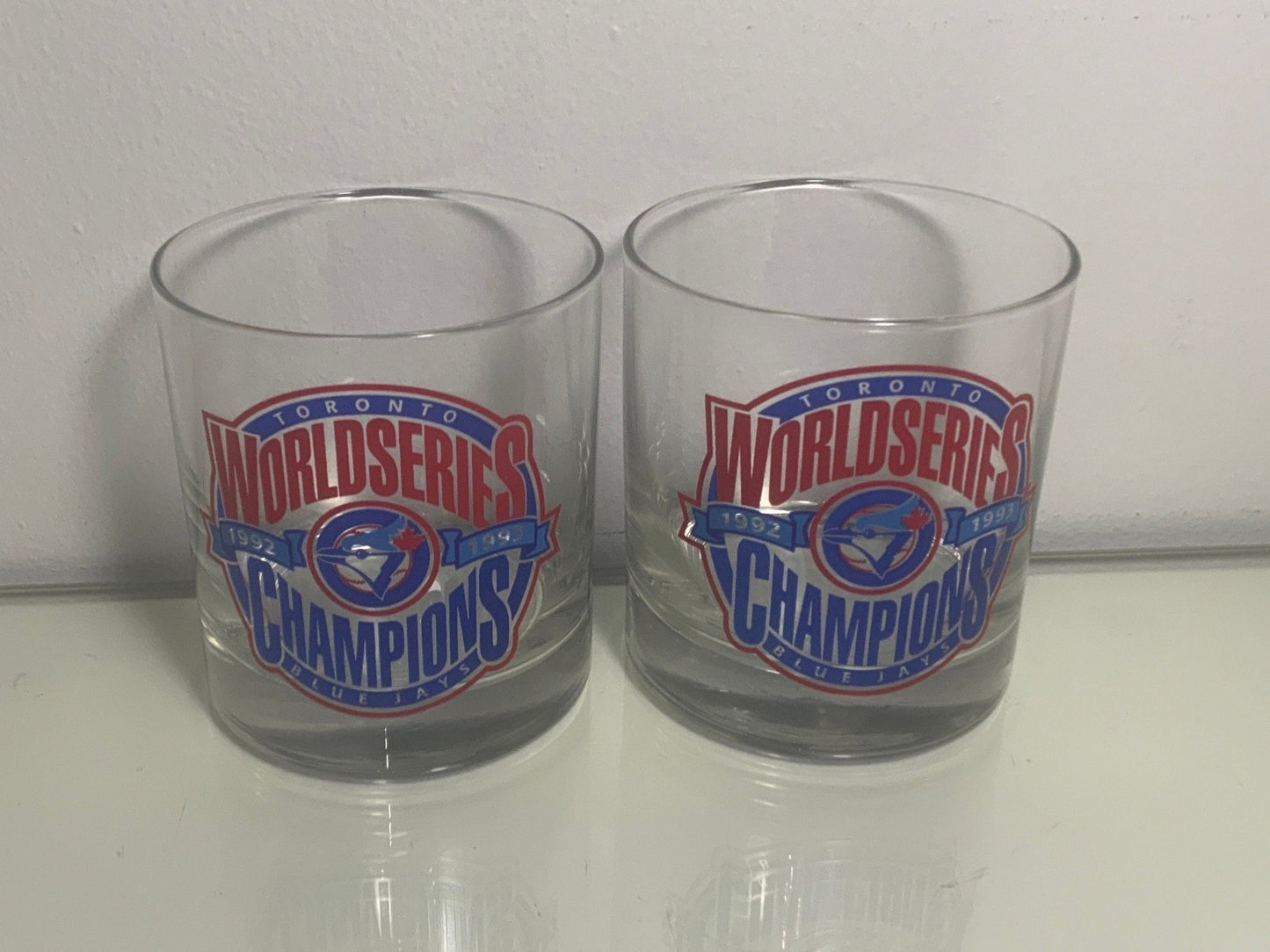 Toronto Blue Jays 1992 1993 World Series Champions Rock Glasses set