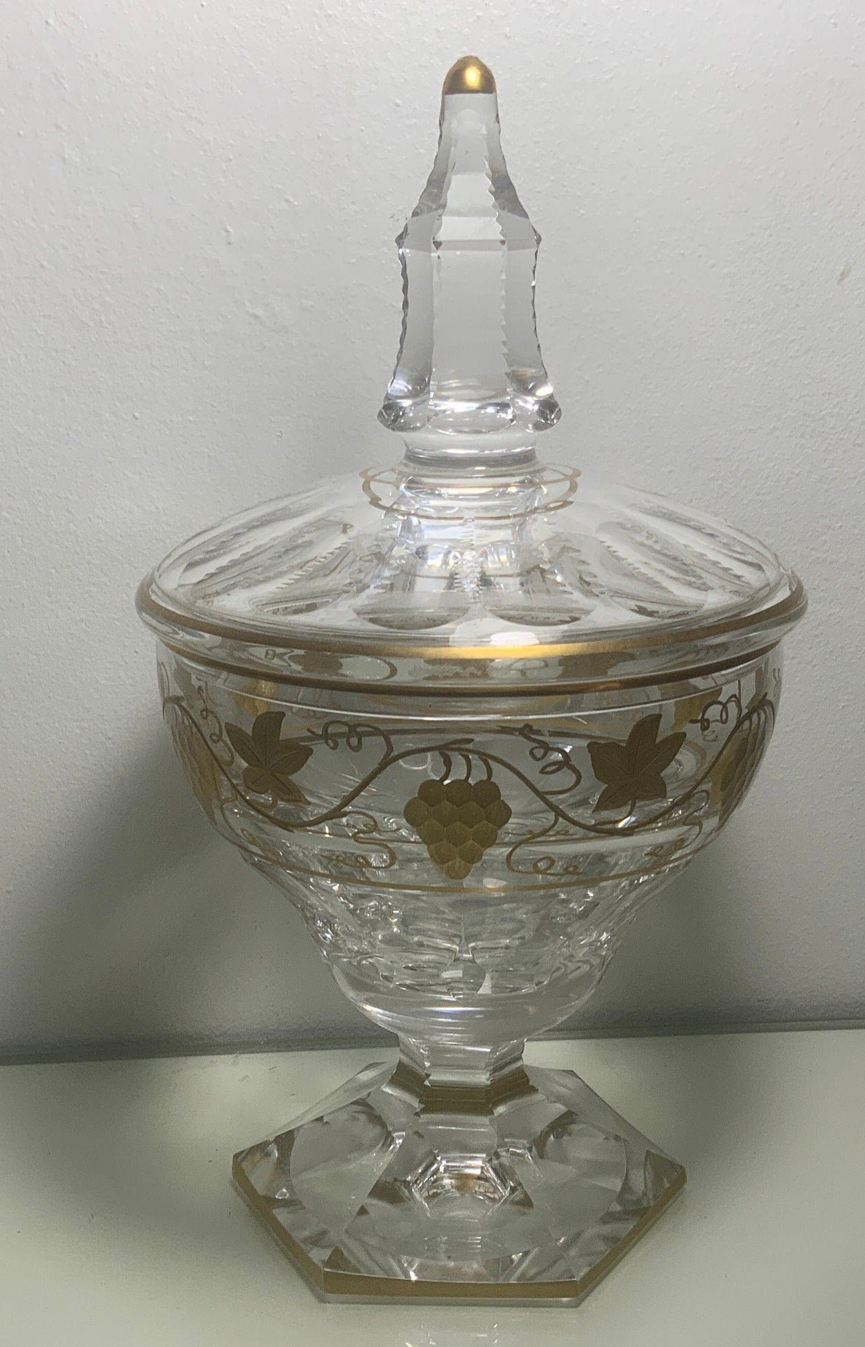 Val St. Lambert Pampre D’Or Stemware Glass Footed Bowl