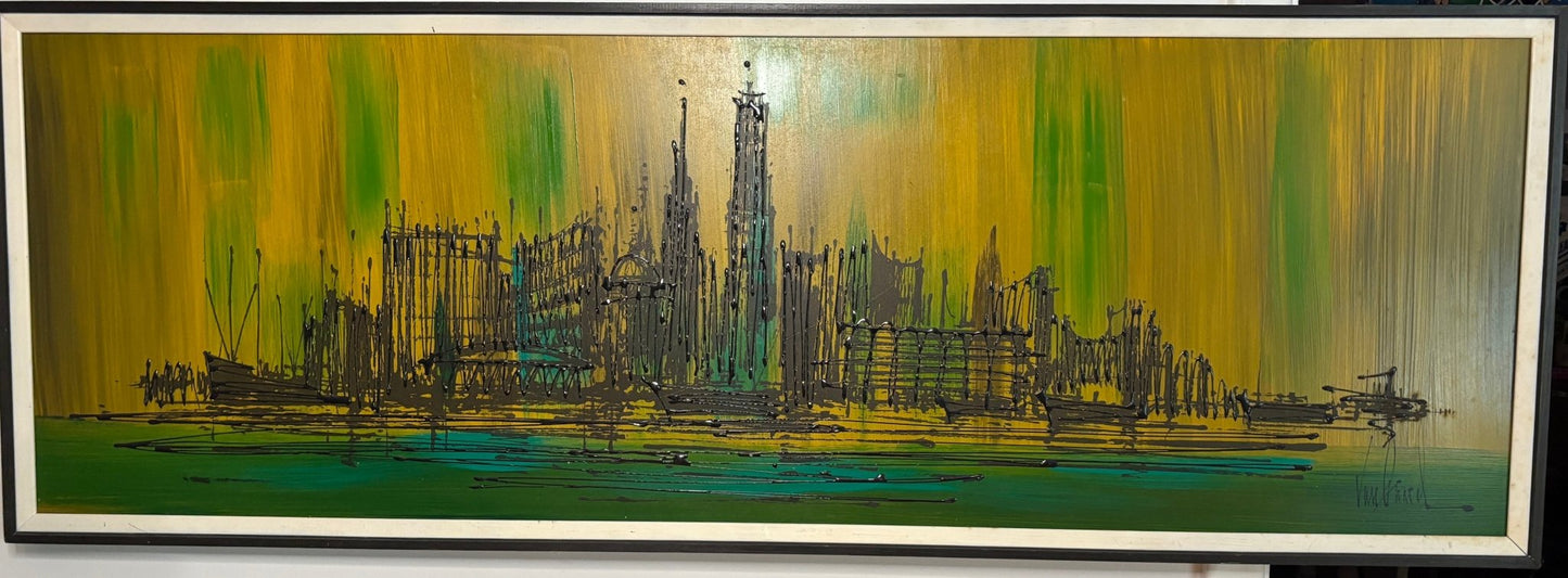 Van Gaard Abstract Cityscape Original Oil Painting