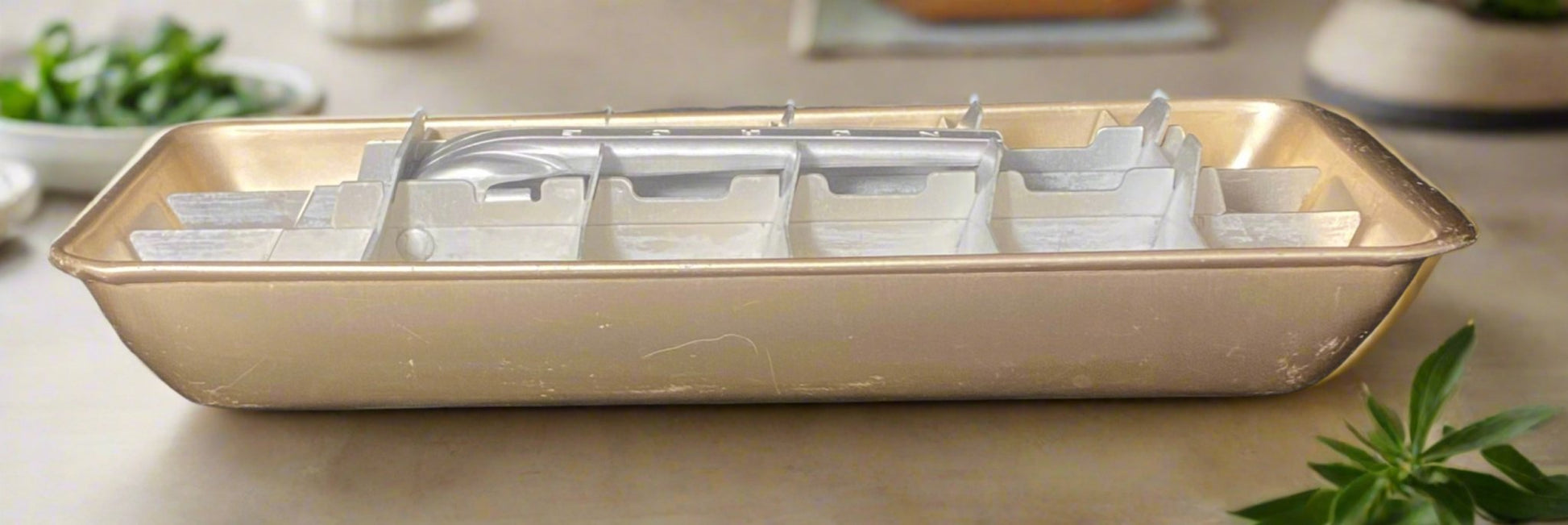 Vintage Aluminum Gold Ice Cube Tray