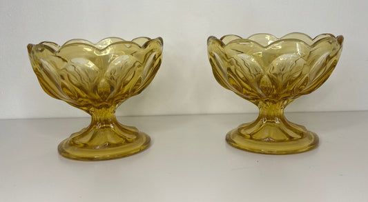 Vintage Anchor Hocking Amber Yellow Sundae Sherbet Glasses
