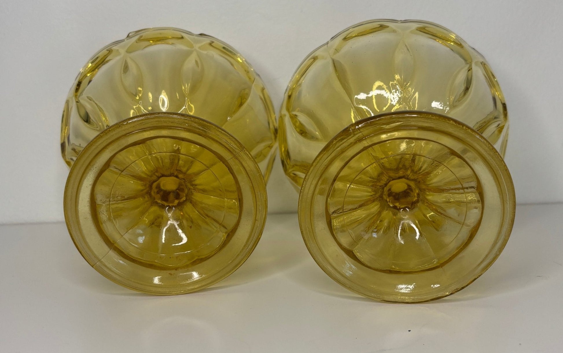 Vintage Anchor Hocking Amber Yellow Sundae Sherbet Glasses