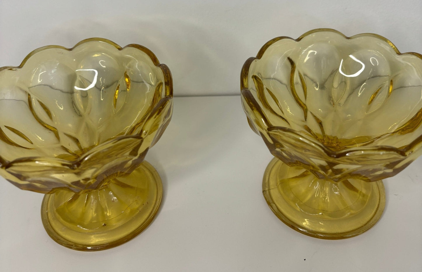Vintage Anchor Hocking Amber Yellow Sundae Sherbet Glasses