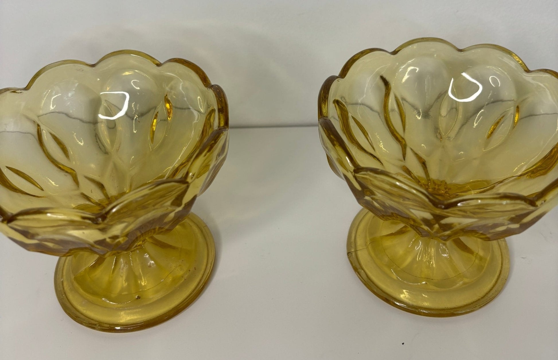 Vintage Anchor Hocking Amber Yellow Sundae Sherbet Glasses
