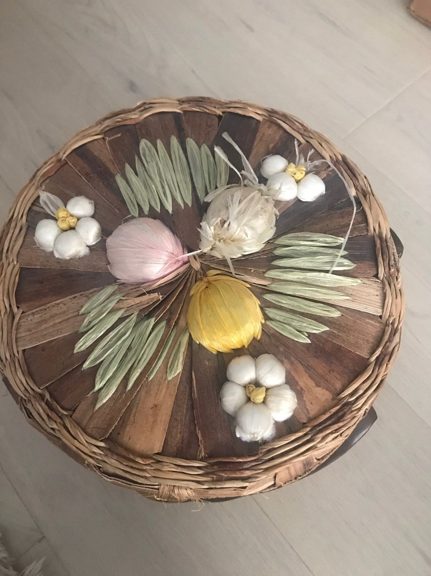 Vintage Bags by Whidby Woven Wicker Bucket Bag