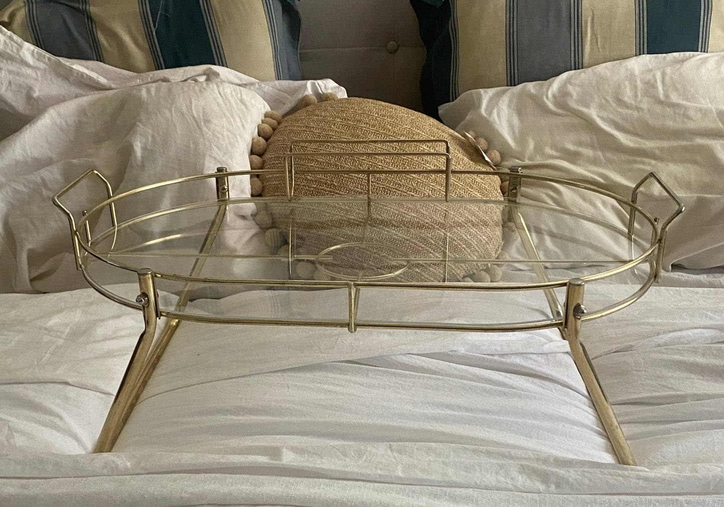 Vintage Brass Breakfast In Bed Serving Tray