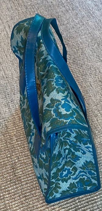 Vintage Carpet Style Blue Floral Handbag Carry Bag