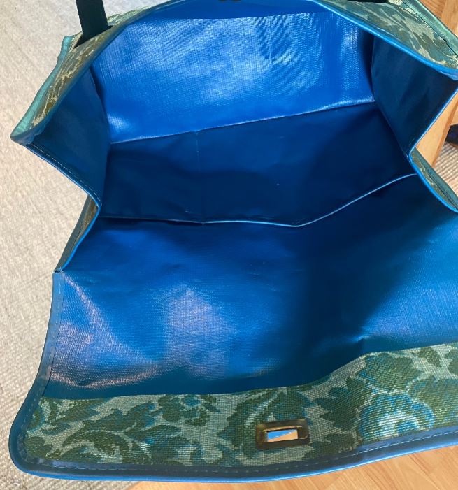 Vintage Carpet Style Blue Floral Handbag Carry Bag