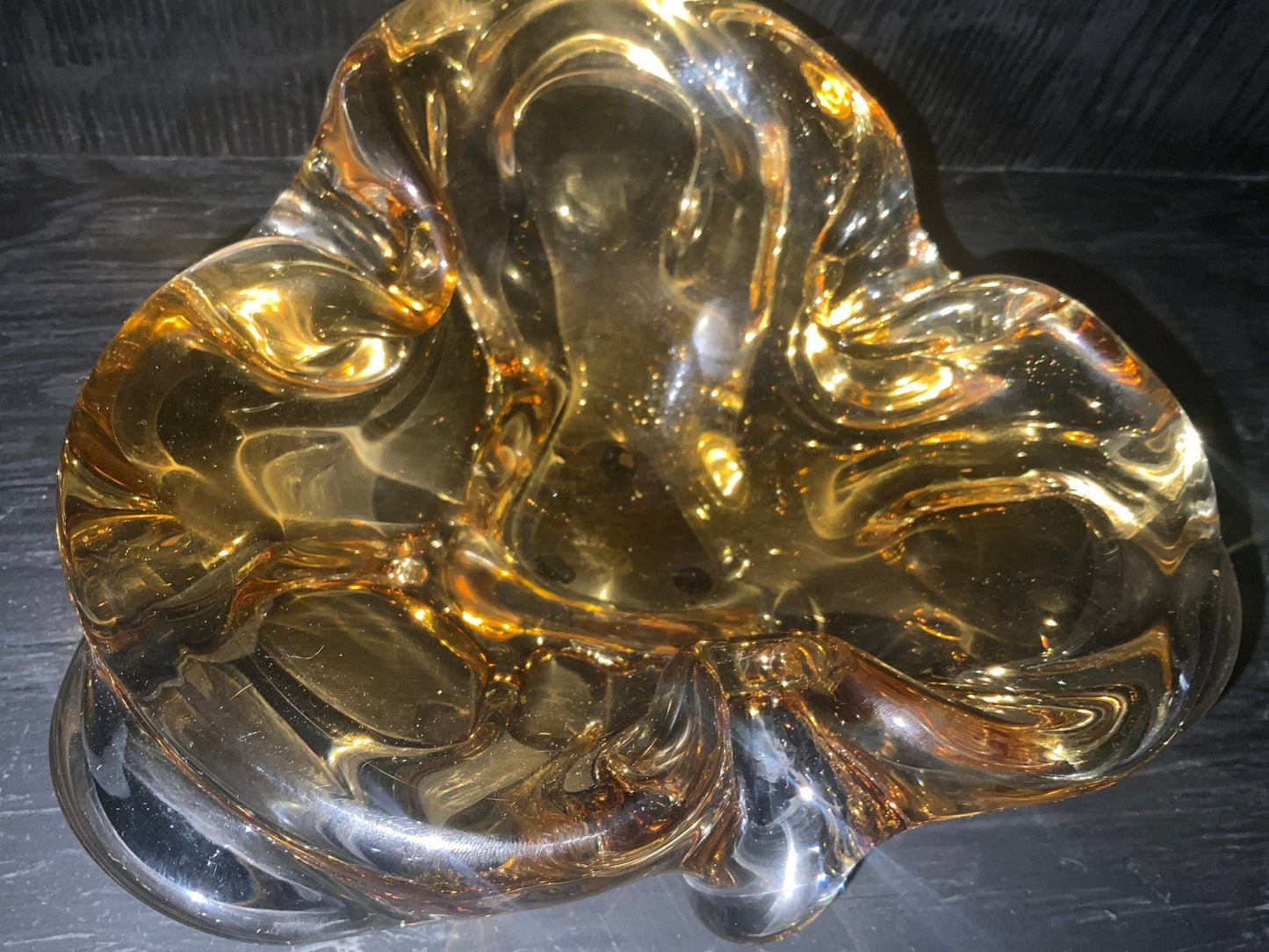 Vintage Chalet Glass Amber Ashtray Candy Dish