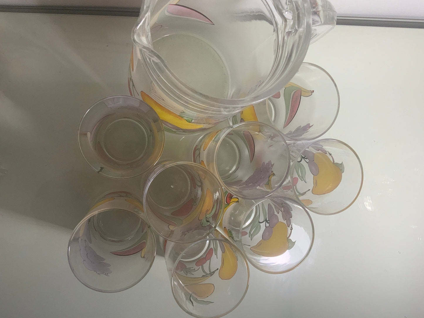 Vintage Dartington France Frosted Fruit Glasses and Pitcher