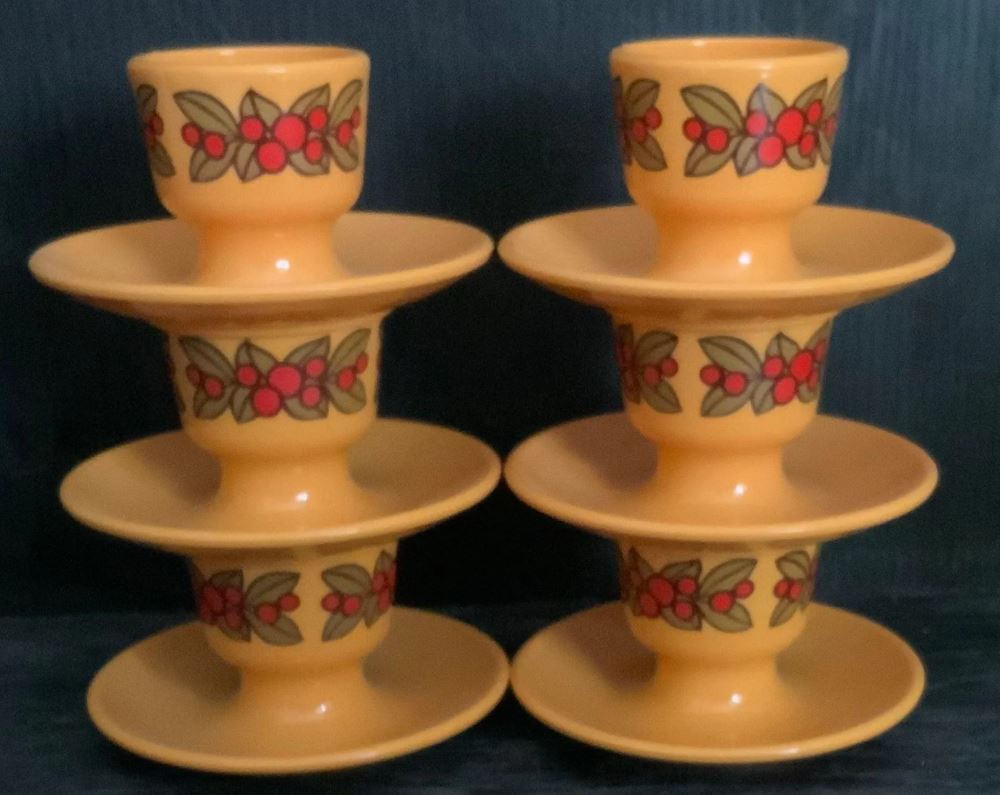 Vintage Emsa West German Egg Cups with holly design