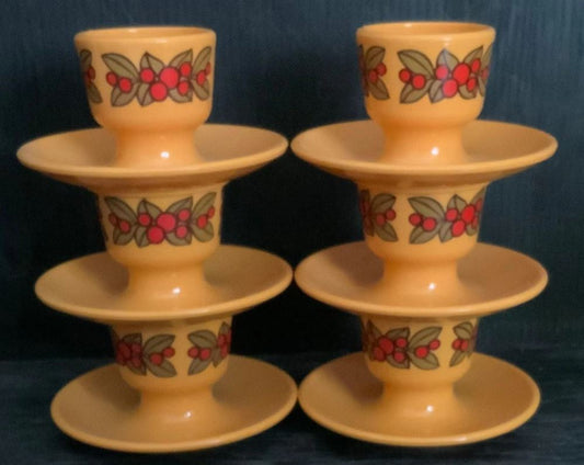 Vintage Emsa West German Egg Cups with holly design