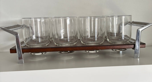 Vintage Eva Zeisel Teak Barware Glasses Set