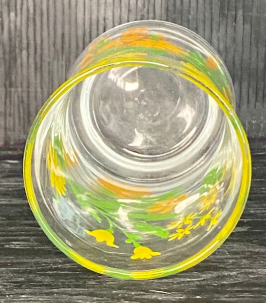 Vintage Flower Lilly Bird Motif Drink Tumbler Glass