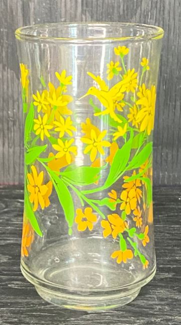 Vintage Flower Lilly Bird Motif Drink Tumbler Glasses