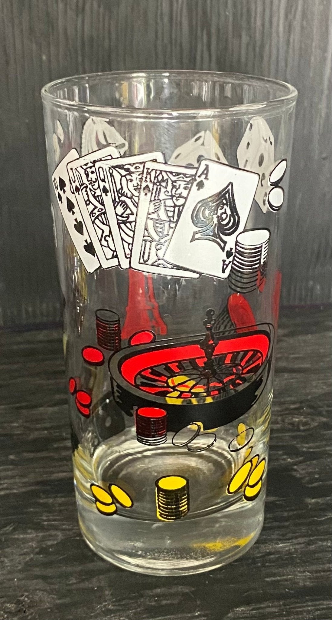 Vintage Game Night Casino Poker Ice Bucket and Drink Glasses