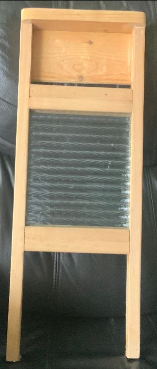 Vintage Glass and Wood Washboard
