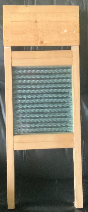 Vintage Glass and Wood Washboard
