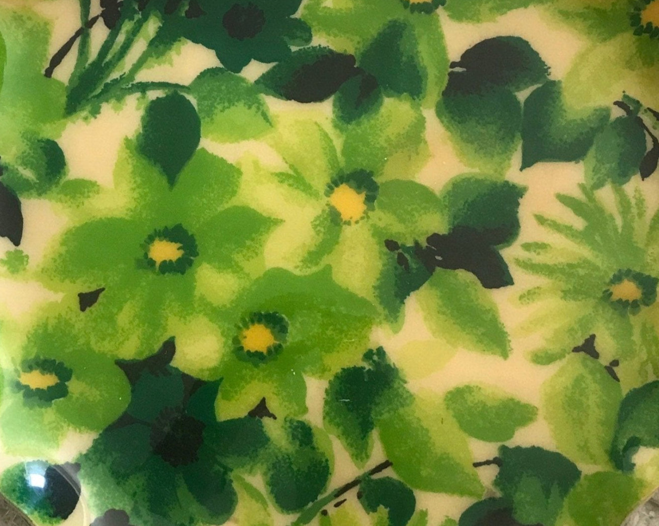 Vintage Green Floral Pattern Fab Serving Platter