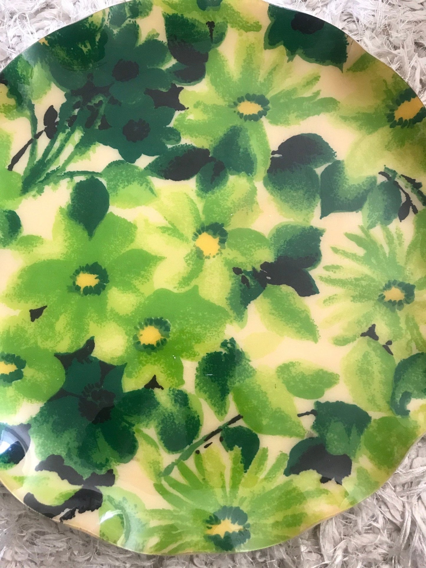 Vintage Green Floral Pattern Fab Serving Platter