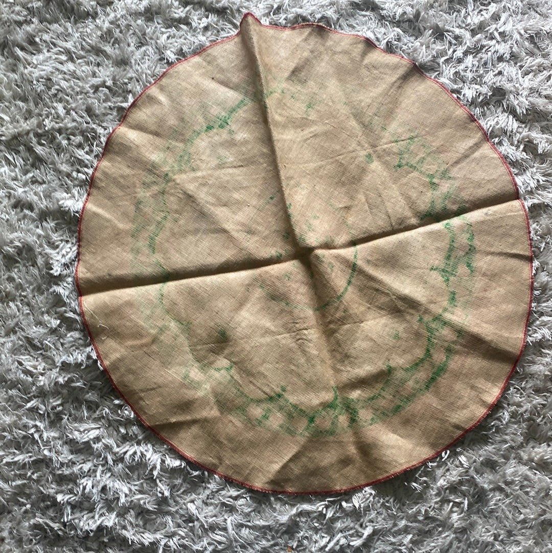 Vintage Heart Theme Jute Round Tablecloth