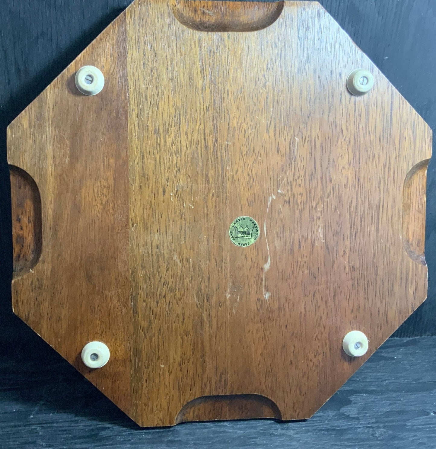 Vintage Imperial Hand Carved Wood Cheese Serving Tray Platter