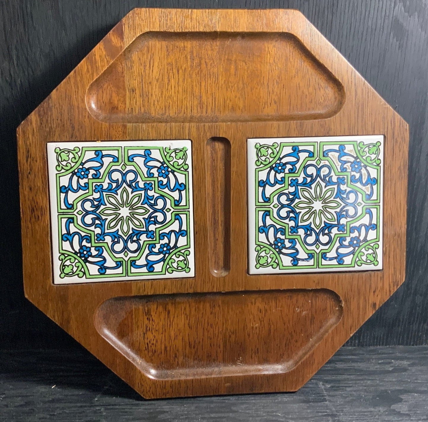 Vintage Imperial Hand Carved Wood Cheese Serving Tray Platter