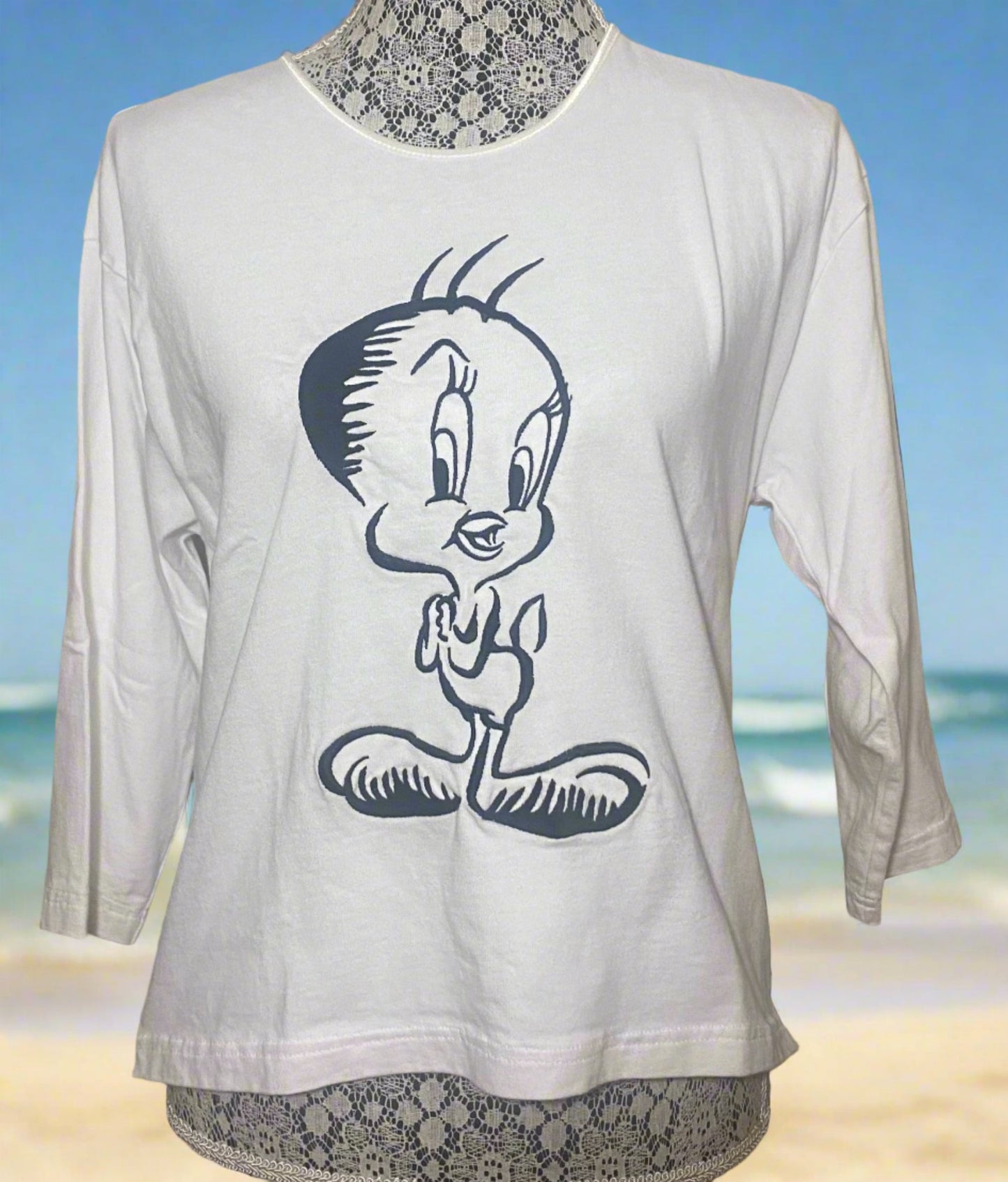 Vintage Looney Tunes Tweety Bird Embroidered T Shirt