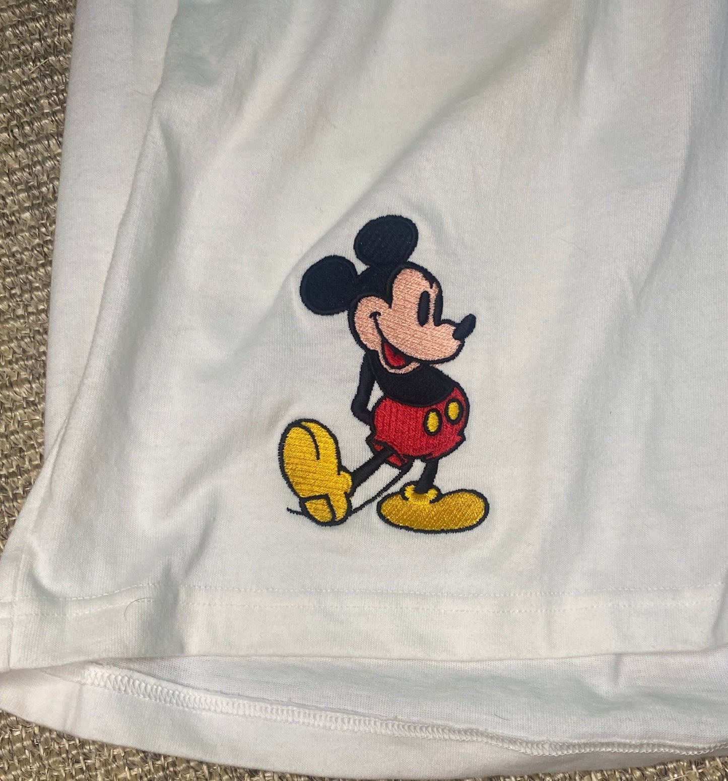 Vintage white shorts with a Mickey Mouse picture