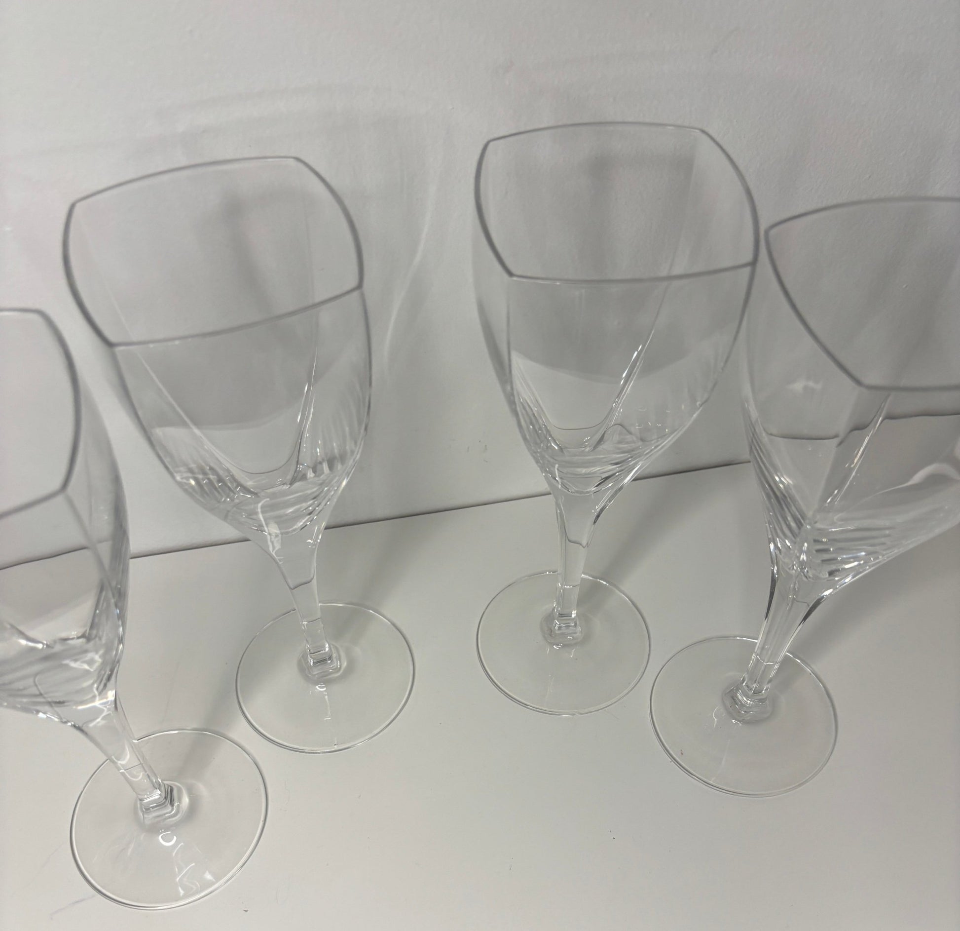 Vintage Mikasa Panache Square Crystal Wine Glasses Set