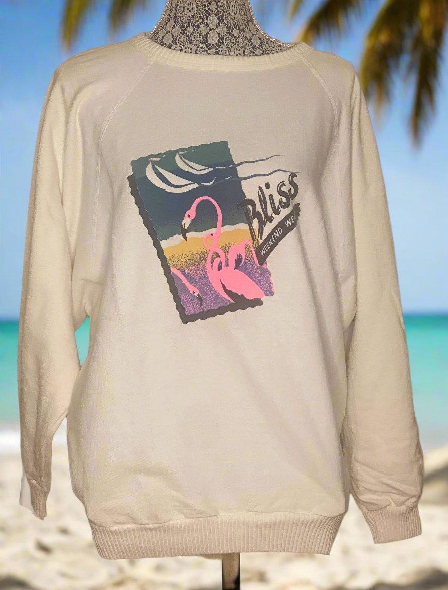 Vintage Non Fiction Bliss Weekend Wear Pink Flamingo Sweatshirt