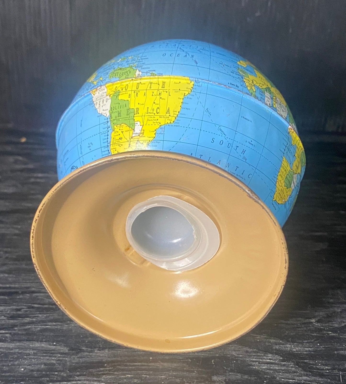 Vintage Ohio Art Tin Toy World Globe Coin Piggy Bank