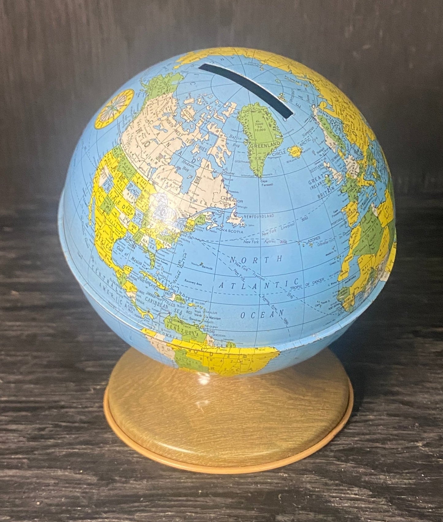 Tin Toy World Globe Coin Piggy Bank