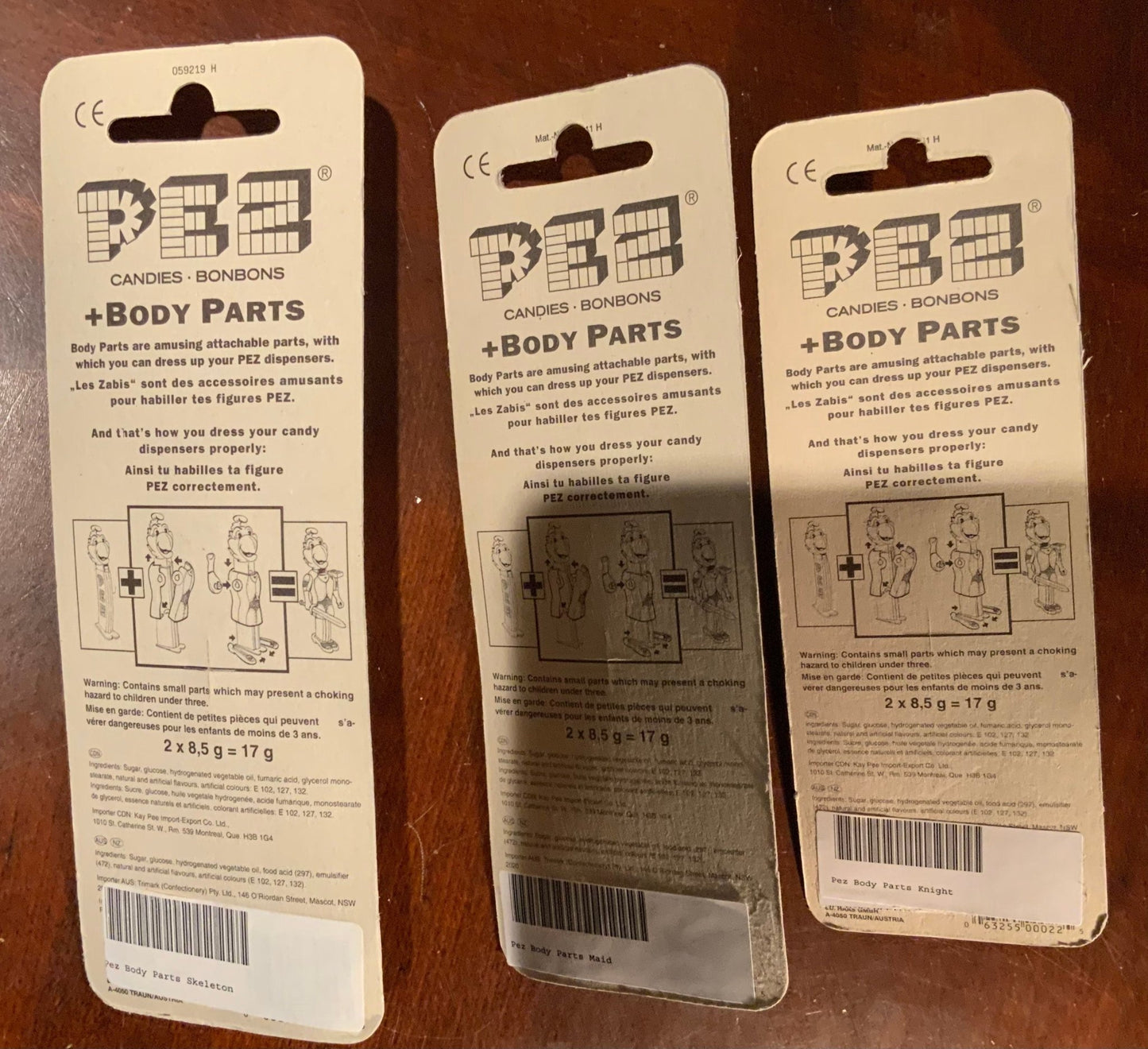 Vintage Pez Body Parts Skeleton Maid Gladiator New