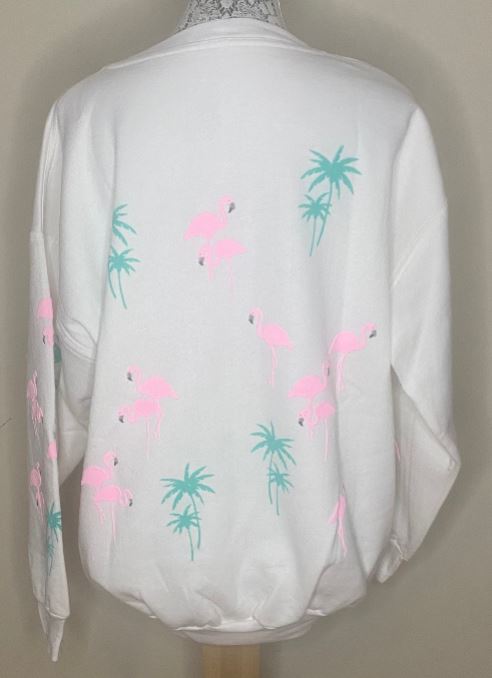 Vintage Pink Flamingo and Palm Tree Sweatshirt