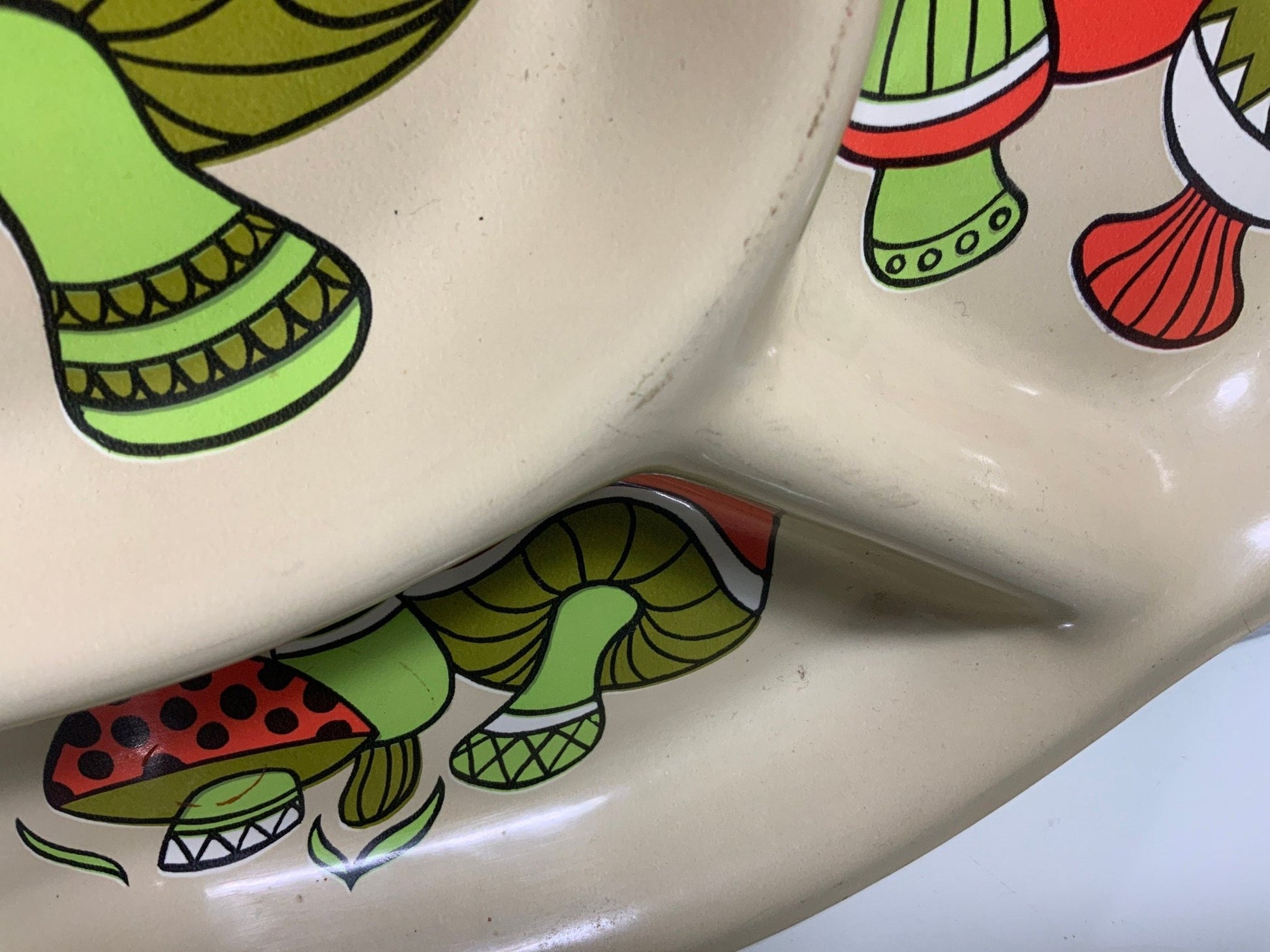Vintage Plastic Mushroom Divided Serving Tray Platter