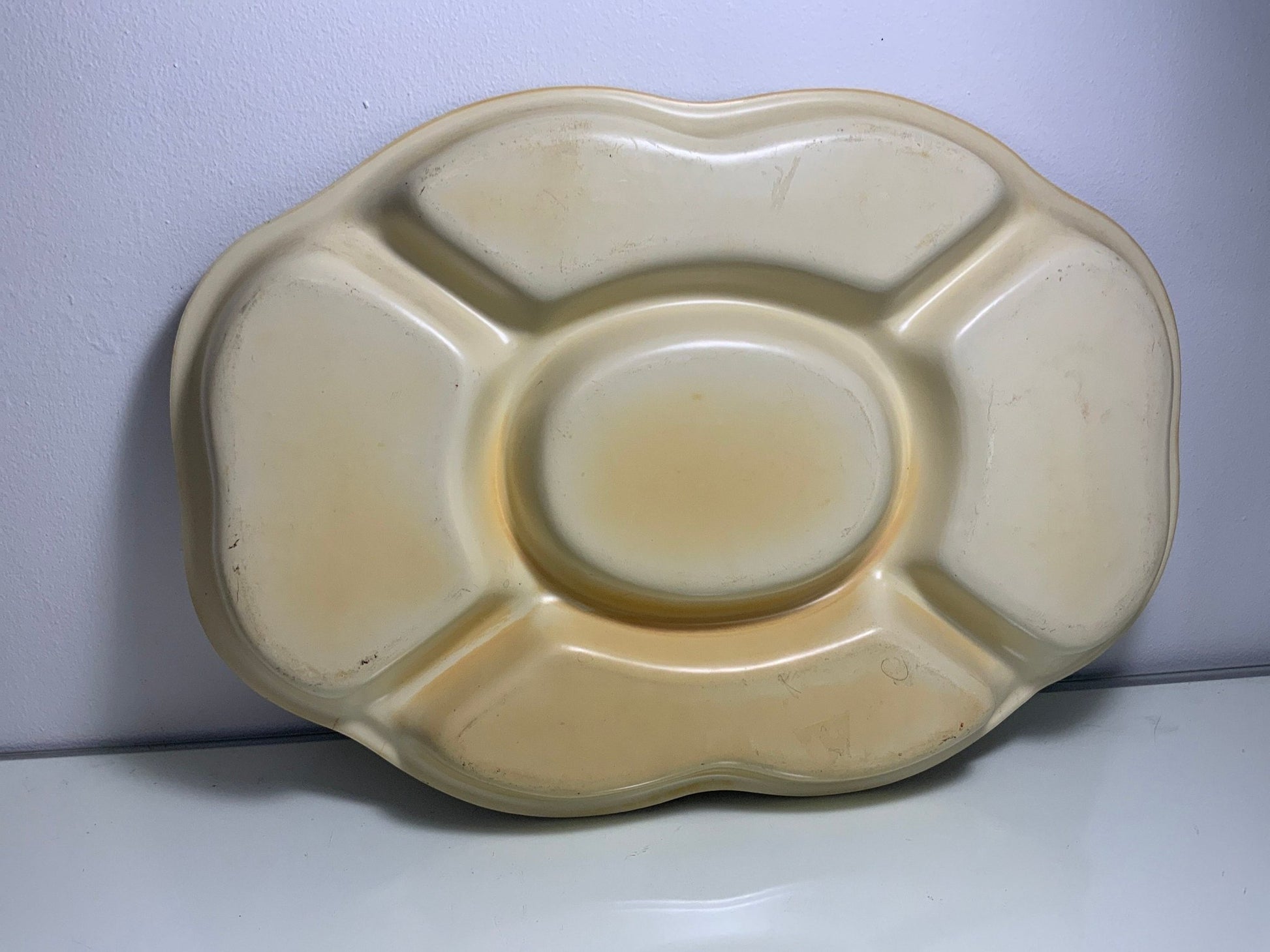 Vintage Plastic Mushroom Divided Serving Platter