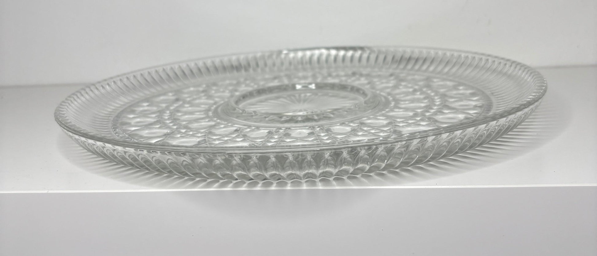 Vintage Pressed Glass Jewel Pattern Serving Plate